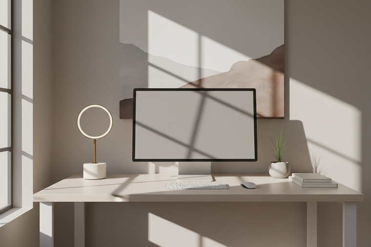 minimal workspace background, soft lighting, professional, neutral colors, no branding